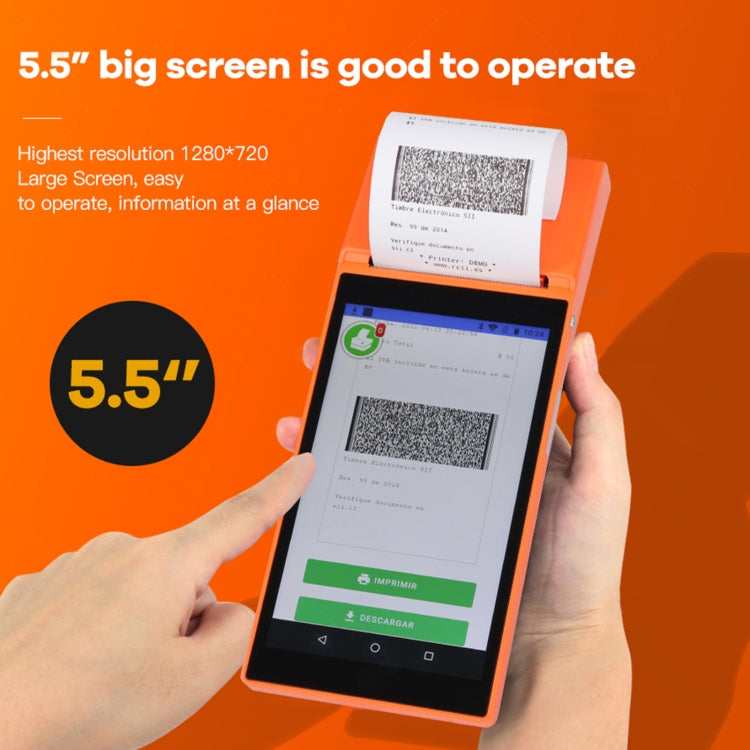SGT-SP01 5.5 inch HD Screen Handheld POS Receipt Printer, Suit Version, UK Plug(Orange) - Receipt Printers by PMC Jewellery | Online Shopping South Africa | PMC Jewellery | Buy Now Pay Later Mobicred