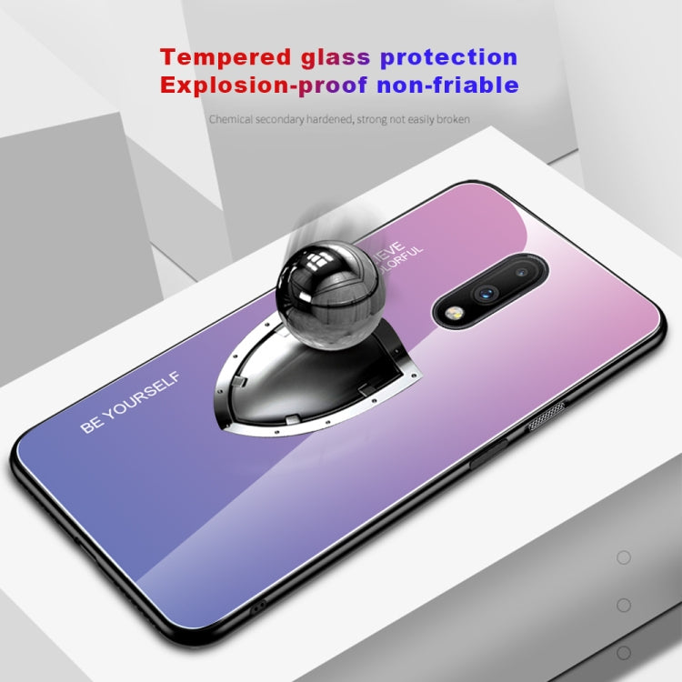 For OnePlus 7 Gradient Color Glass Case(Blue) - OnePlus Cases by PMC Jewellery | Online Shopping South Africa | PMC Jewellery