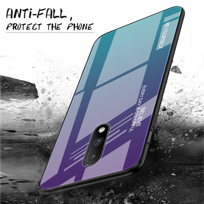 For OnePlus 7 Gradient Color Glass Case(Blue) - OnePlus Cases by PMC Jewellery | Online Shopping South Africa | PMC Jewellery