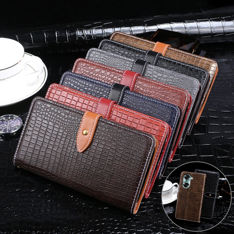 For Honor 60 Pro idewei Crocodile Texture Leather Phone Case(Black) - free shipping - PMC Jewellery - Order now!