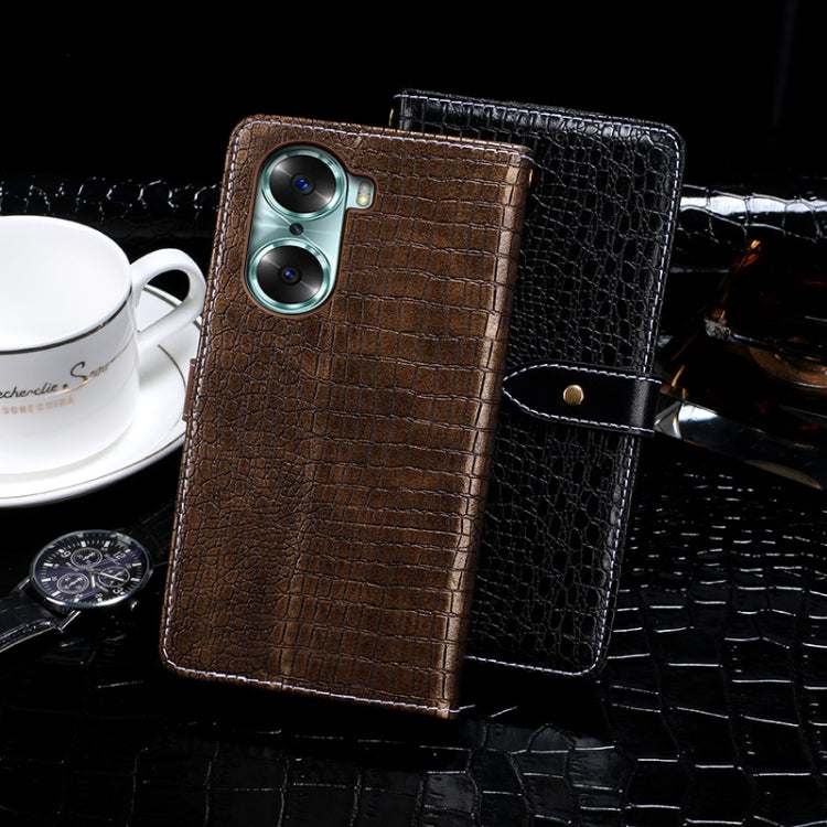 For Honor 60 Pro idewei Crocodile Texture Leather Phone Case(Dark Blue) - free shipping - PMC Jewellery - Order now!