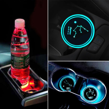 2 PCS Car Constellation Series AcrylicColorful USB Charger Water Cup Groove LED Atmosphere Light(Aquarius) - Car Drink Holders by PMC Jewellery | Online Shopping South Africa | PMC Jewellery | Buy Now Pay Later Mobicred