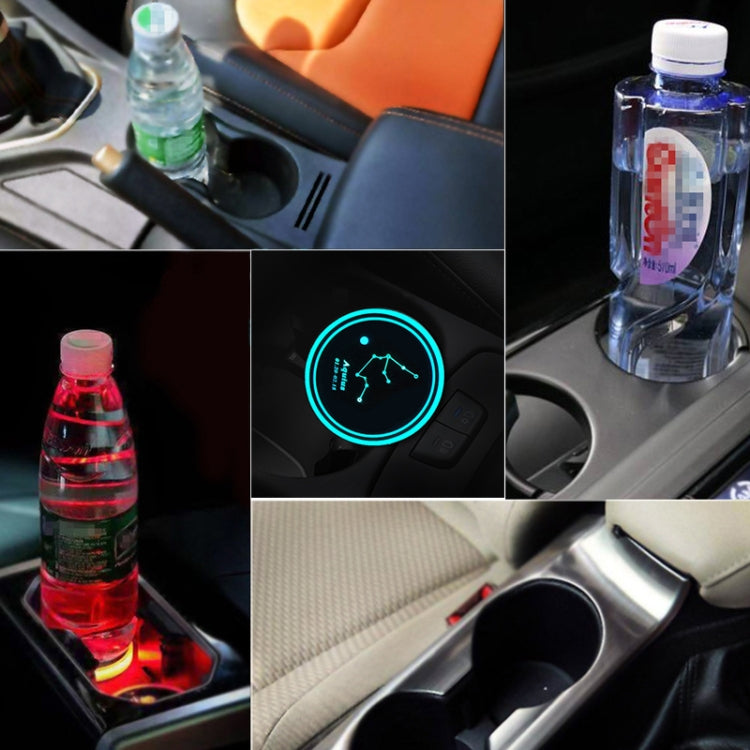 2 PCS Car Constellation Series AcrylicColorful USB Charger Water Cup Groove LED Atmosphere Light(Aquarius) - Car Drink Holders by PMC Jewellery | Online Shopping South Africa | PMC Jewellery | Buy Now Pay Later Mobicred