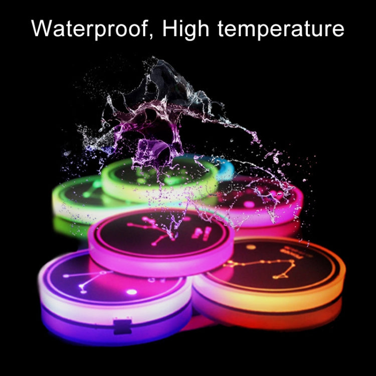 2 PCS Car Constellation Series AcrylicColorful USB Charger Water Cup Groove LED Atmosphere Light(Aries) - Car Drink Holders by PMC Jewellery | Online Shopping South Africa | PMC Jewellery | Buy Now Pay Later Mobicred