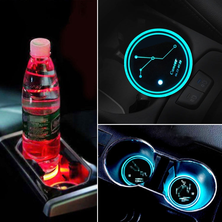 2 PCS Car Constellation Series AcrylicColorful USB Charger Water Cup Groove LED Atmosphere Light(Cancer) - Car Drink Holders by PMC Jewellery | Online Shopping South Africa | PMC Jewellery | Buy Now Pay Later Mobicred