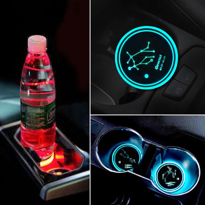 2 PCS Car Constellation Series AcrylicColorful USB Charger Water Cup Groove LED Atmosphere Light(Gemini) - Car Drink Holders by PMC Jewellery | Online Shopping South Africa | PMC Jewellery | Buy Now Pay Later Mobicred