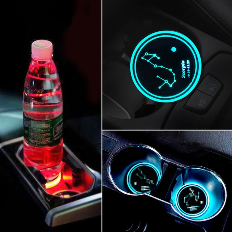 2 PCS Car Constellation Series AcrylicColorful USB Charger Water Cup Groove LED Atmosphere Light(Scorpio) - Car Drink Holders by PMC Jewellery | Online Shopping South Africa | PMC Jewellery | Buy Now Pay Later Mobicred