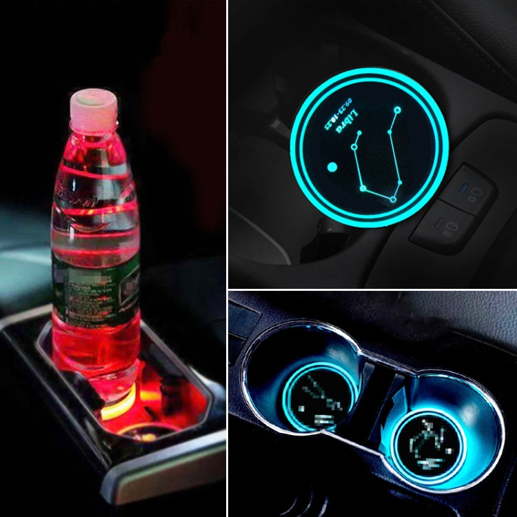 2 PCS Car Constellation Series AcrylicColorful USB Charger Water Cup Groove LED Atmosphere Light(Libra) - Car Drink Holders by PMC Jewellery | Online Shopping South Africa | PMC Jewellery | Buy Now Pay Later Mobicred