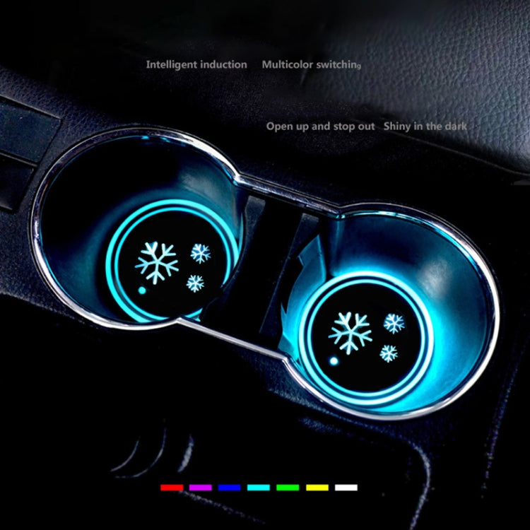 Car AcrylicColorful USB Charger Water Cup Groove LED Atmosphere Light(Snowflake) - Car Drink Holders by PMC TechLife | Online Shopping South Africa | PMC TechLife | Buy Now Pay Later Mobicred