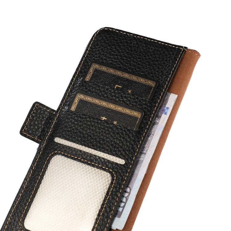 For Google Pixel 6a KHAZNEH Side-Magnetic Litchi Genuine Leather RFID Case(Black) - Google Cases by PMC TechLife | Online Shopping South Africa | PMC TechLife | Buy Now Pay Later Mobicred