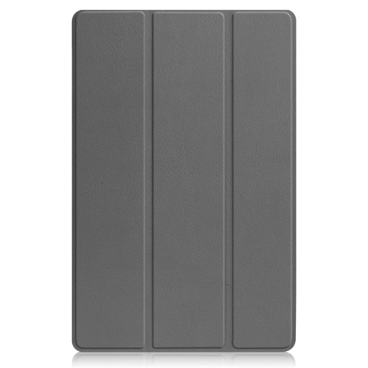 For Lenovo Tab P12 Pro 12.6 Three-folding Holder Custer Texture Leather Tablet Case(Grey) - Lenovo by PMC Jewellery | Online Shopping South Africa | PMC Jewellery