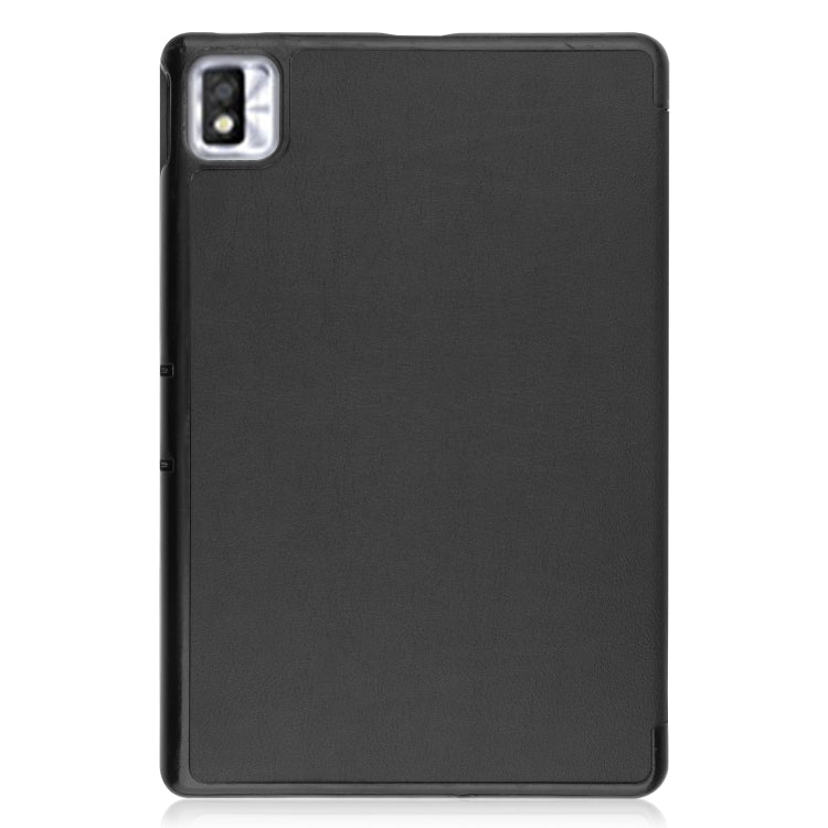 For TCL Tab 10s Three-folding Holder Custer Texture Leather Tablet Case(Black) - Others by PMC TechLife | Online Shopping South Africa | PMC TechLife | Buy Now Pay Later Mobicred