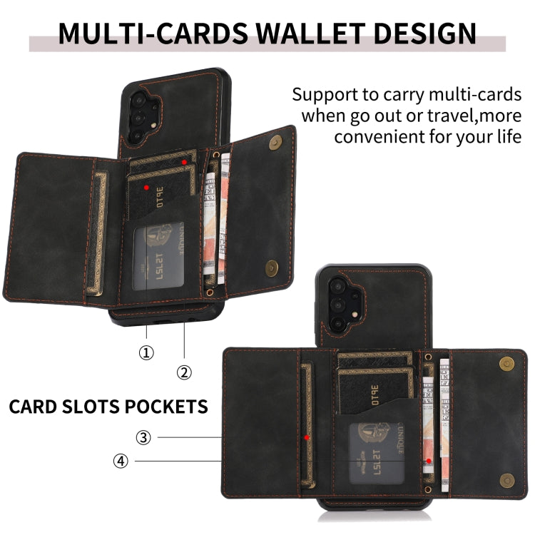For Samsung Galaxy A32 4G Three-fold Leather Phone Case with Card Slot & Wallet & Holder(Black) - Galaxy Phone Cases by PMC TechLife | Online Shopping South Africa | PMC TechLife