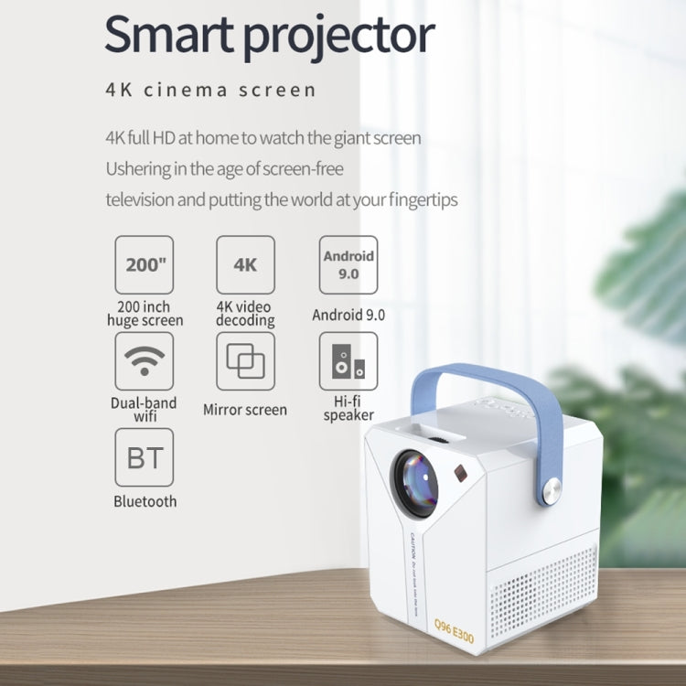 Q96 E300 Intelligent Portable HD 4K Projector, AU Plug, Specification:Android Version(White) - Mini Projector by PMC Jewellery | Online Shopping South Africa | PMC Jewellery | Buy Now Pay Later Mobicred