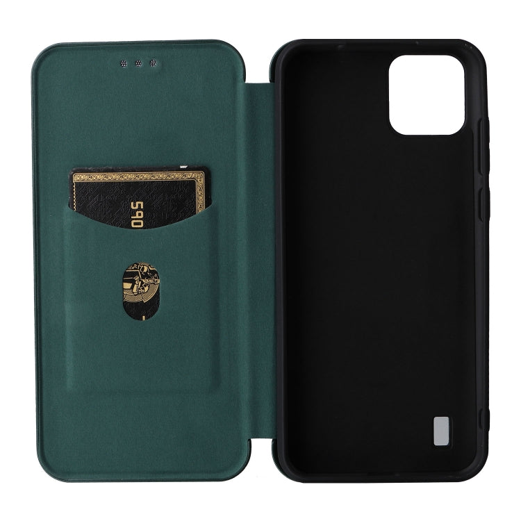 For Blackview A55 Carbon Fiber Texture Horizontal Flip PU Phone Case(Green) - More Brand by PMC TechLife | Online Shopping South Africa | PMC TechLife | Buy Now Pay Later Mobicred