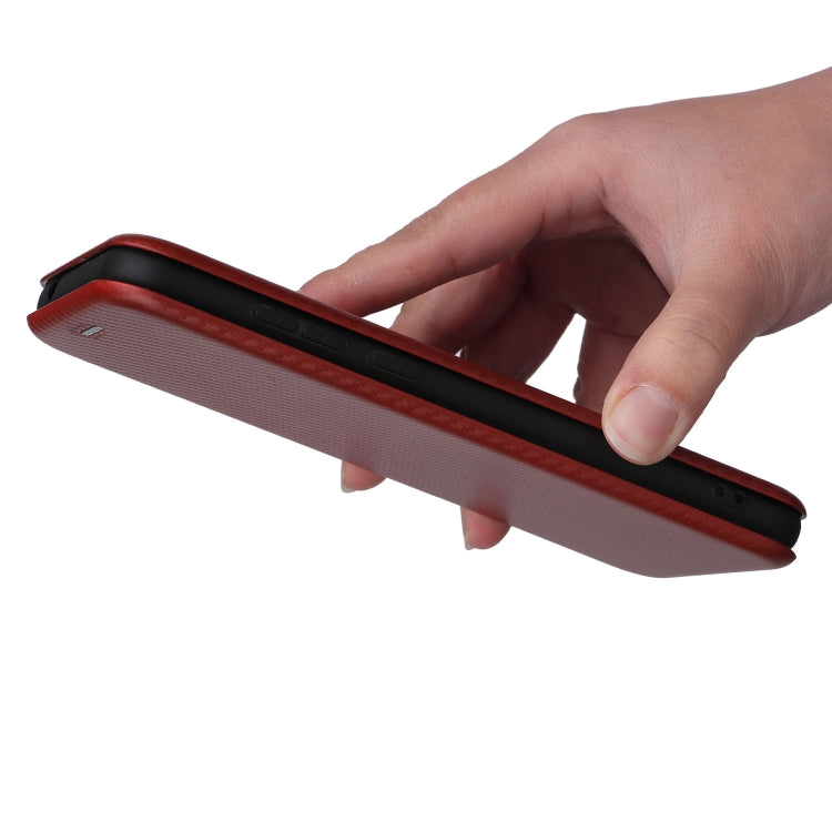For Blackview A55 Carbon Fiber Texture Horizontal Flip PU Phone Case(Brown) - More Brand by PMC TechLife | Online Shopping South Africa | PMC TechLife | Buy Now Pay Later Mobicred