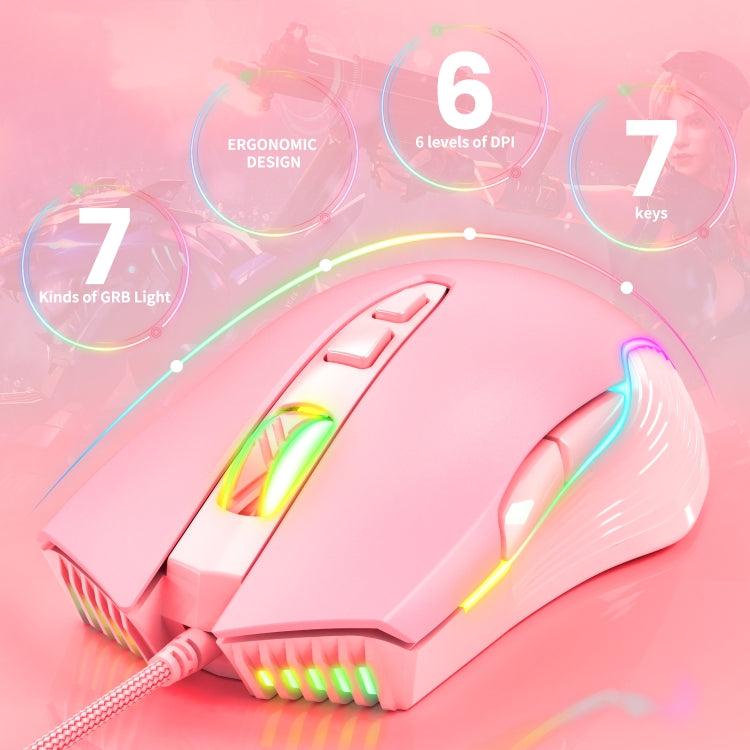 ONIKUMA CW905 RGB Lighting Wired Mouse(Pink) - free shipping - PMC Jewellery - Order now!