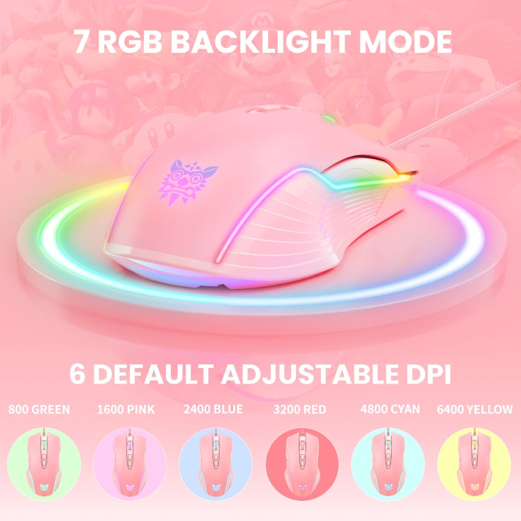 ONIKUMA CW905 RGB Lighting Wired Mouse(Pink) - free shipping - PMC Jewellery - Order now!