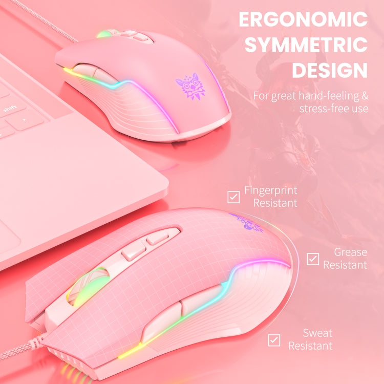 ONIKUMA CW905 RGB Lighting Wired Mouse(Pink) - free shipping - PMC Jewellery - Order now!