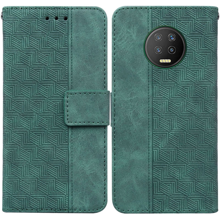 For Infinix Note 7 X690 Geometric Embossed Leather Phone Case(Green) - Infinix Cases by PMC Jewellery | Online Shopping South Africa | PMC Jewellery | Buy Now Pay Later Mobicred