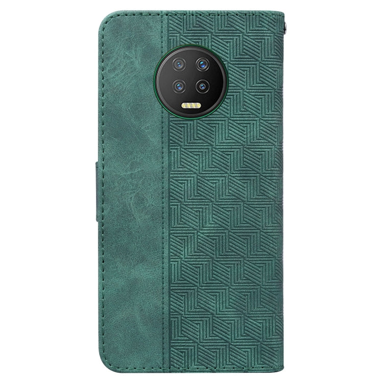 For Infinix Note 7 X690 Geometric Embossed Leather Phone Case(Green) - Infinix Cases by PMC Jewellery | Online Shopping South Africa | PMC Jewellery | Buy Now Pay Later Mobicred