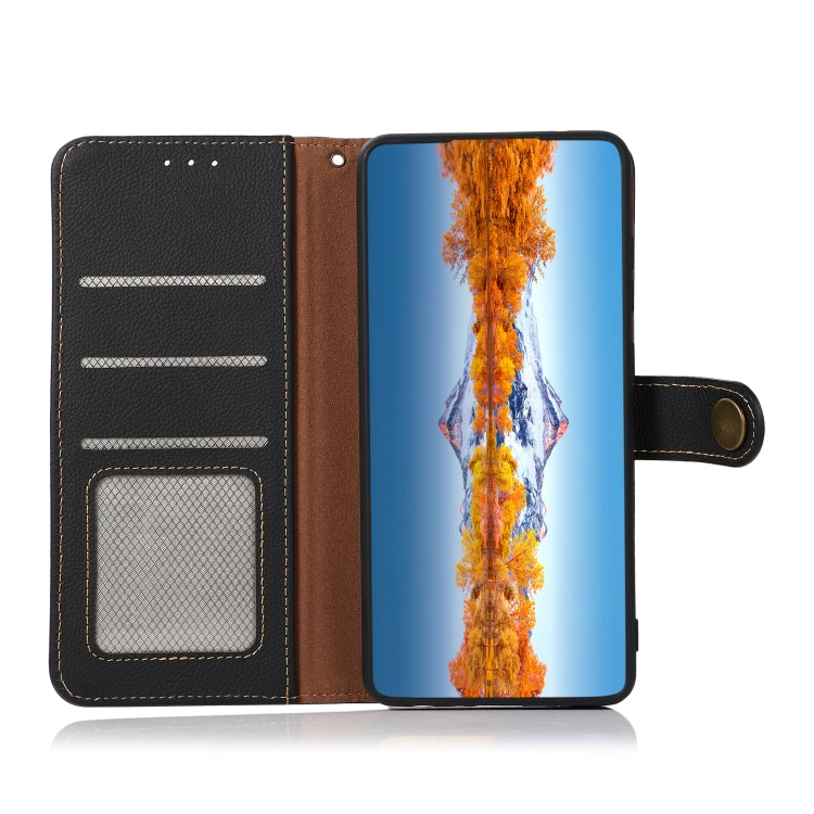 For Motorola Moto G22 KHAZNEH Custer Genuine Leather RFID Phone Case(Black) - Motorola Cases by PMC TechLife | Online Shopping South Africa | PMC TechLife | Buy Now Pay Later Mobicred