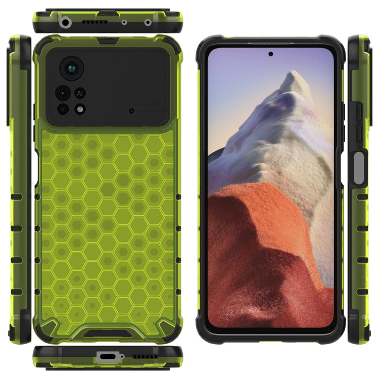 For Xiaomi Poco X4 Pro 5G Shockproof Honeycomb PC + TPU Case(Green) - Xiaomi Cases by PMC TechLife | Online Shopping South Africa | PMC TechLife