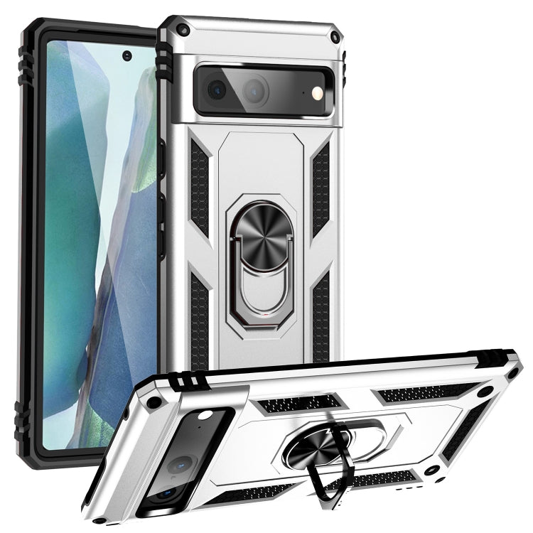 For Google Pixel 7 Shockproof TPU + PC Phone Case with Holder(Silver) - Google Cases by PMC Jewellery | Online Shopping South Africa | PMC Jewellery