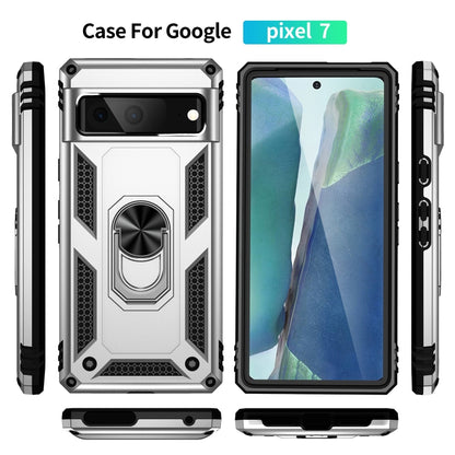 For Google Pixel 7 Shockproof TPU + PC Phone Case with Holder(Silver) - Google Cases by PMC Jewellery | Online Shopping South Africa | PMC Jewellery