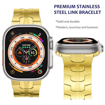 Steel Watch Band For Apple Watch Ultra 49mm&Watch Ultra 2 49mm / Series 9&8&7 45mm / SE 3&SE 2&6&SE&5&4 44mm / 3&2&1 42mm(Gold) - Watch Bands by PMC Jewellery | Online Shopping South Africa | PMC Jewellery