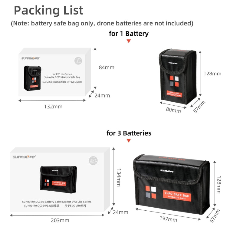 Sunnylife EVO-DC355 Battery Explosion-proof Bag for EVO Lite - Carry Cases by Sunnylife | Online Shopping South Africa | PMC TechLife | Buy Now Pay Later Mobicred