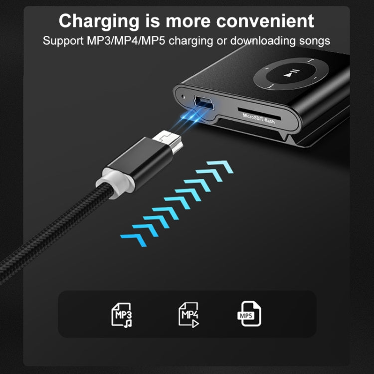 5 PCS Mini USB to USB A Woven Data / Charge Cable for MP3, Camera, Car DVR, Length:2m(Gold) - free shipping - PMC TechLife - Order now!