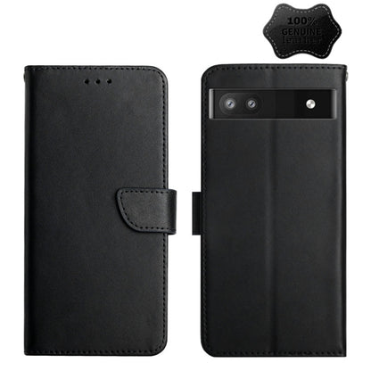 For Google Pixel 6a Genuine Leather Fingerprint-proof Horizontal Flip Phone Case(Black) - Google Cases by PMC Jewellery | Online Shopping South Africa | PMC Jewellery