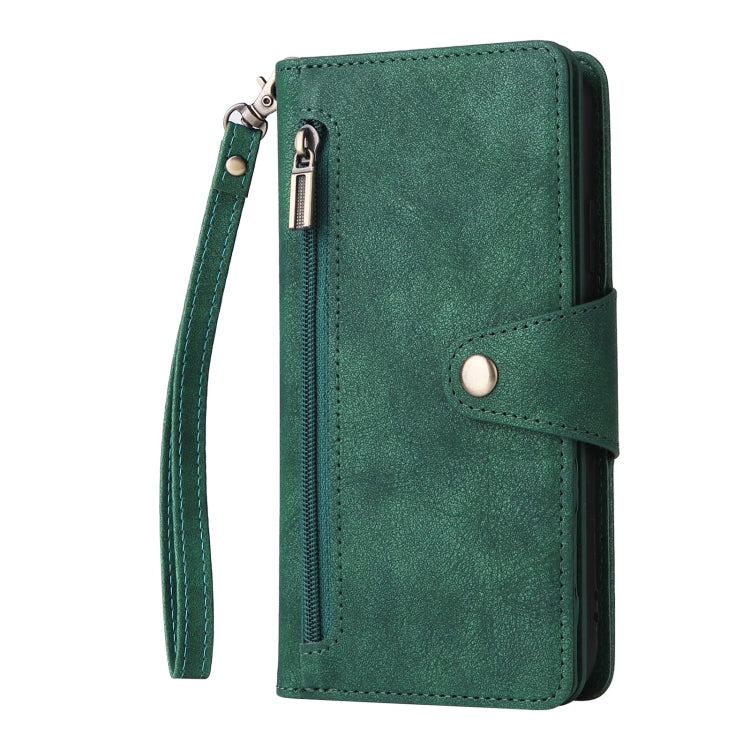 For Google Pixel 4 Rivet Buckle 9 Cards Three Fold Leather Phone Case(Green) - free shipping - PMC TechLife - Order now!