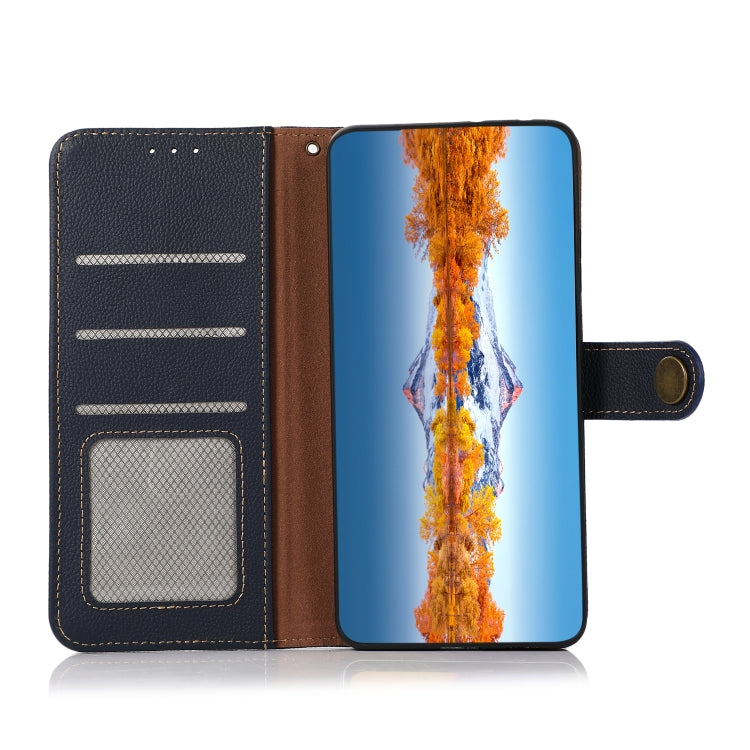For Sony Xperia Ace III KHAZNEH Custer Genuine Leather RFID Phone Case(Blue) - Sony Cases by PMC TechLife | Online Shopping South Africa | PMC TechLife | Buy Now Pay Later Mobicred