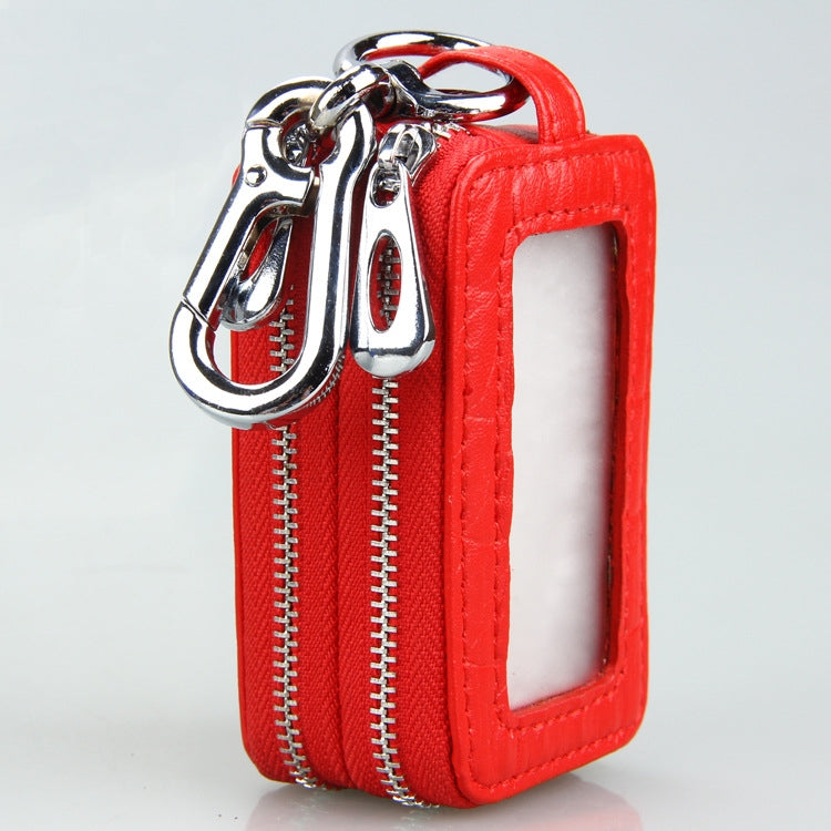 9075 Universal Crocodile Texture Genuine Leather Double Zipper Car Key Case(Yellow) - free shipping - PMC Jewellery - Order now!