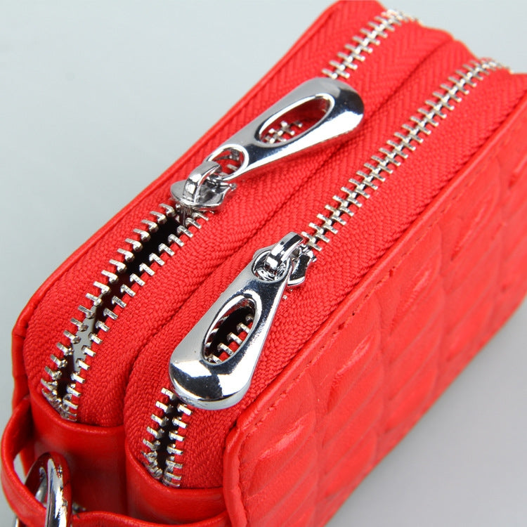 9075 Universal Crocodile Texture Genuine Leather Double Zipper Car Key Case(Yellow) - free shipping - PMC Jewellery - Order now!