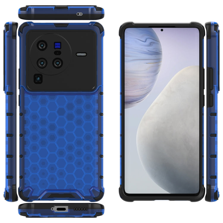 For vivo X80 Pro 5G China Shockproof Honeycomb PC + TPU Protective Case(Blue) - vivo Cases by PMC TechLife | Online Shopping South Africa | PMC TechLife | Buy Now Pay Later Mobicred