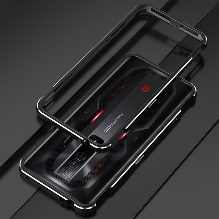 For ZTE nubia Red Magic 7 Pro Aurora Series Metal Frame Phone Case(Black Silver) - ZTE Cases by PMC TechLife | Online Shopping South Africa | PMC TechLife | Buy Now Pay Later Mobicred