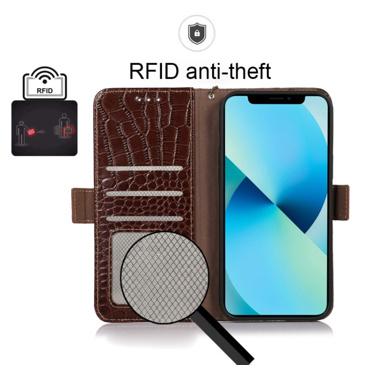 For Motorola Moto G52 4G Crocodile Top Layer Cowhide Leather Phone Case(Brown) - Motorola Cases by PMC TechLife | Online Shopping South Africa | PMC TechLife | Buy Now Pay Later Mobicred