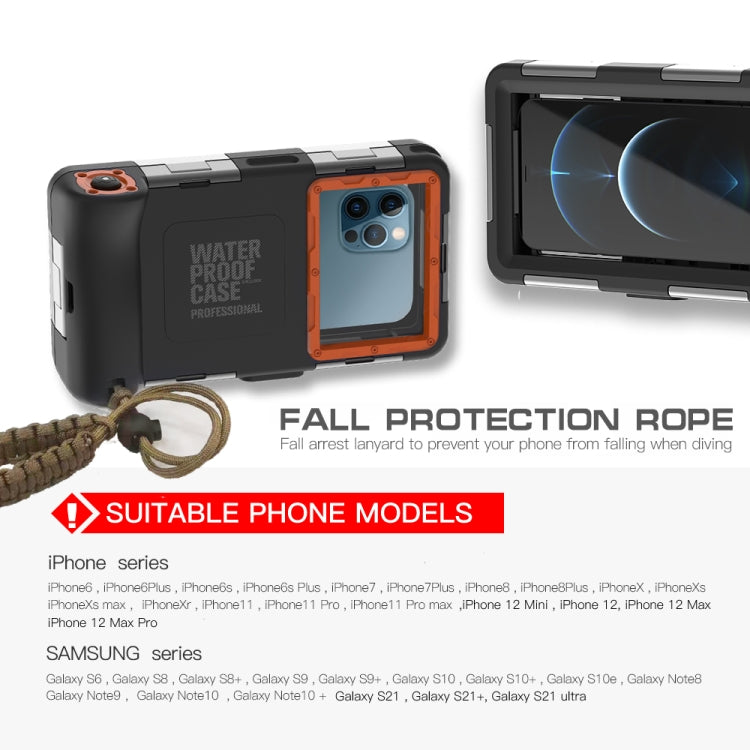 RedPepper 2nd Generation Diving Waterproof Protective Case, Waterproof depth: 15m(Black + Orange) - Waterproof Bag by RedPepper | Online Shopping South Africa | PMC Jewellery | Buy Now Pay Later Mobicred