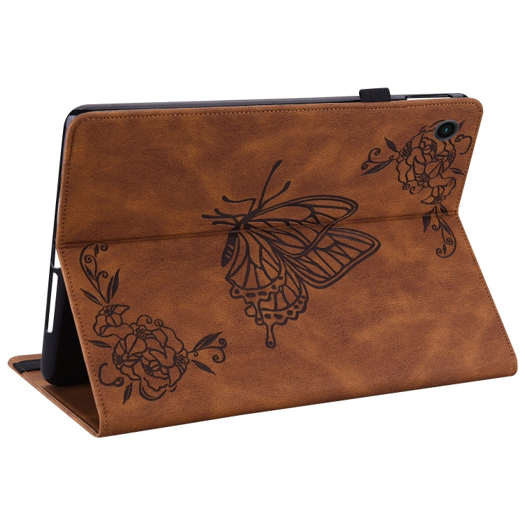 For Realme Pad Butterfly Flower Embossed Leather Tablet Case(Brown) - Realme by PMC TechLife | Online Shopping South Africa | PMC TechLife | Buy Now Pay Later Mobicred