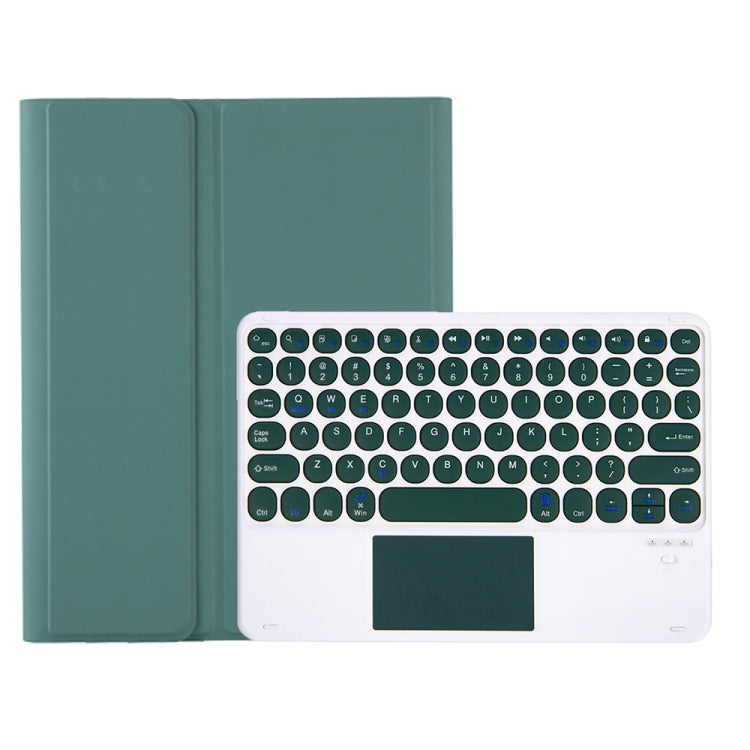 YA08B-A Candy Color Skin Feel Texture Round Keycap Bluetooth Keyboard Leather Case with Touchpad For Samsung Galaxy Tab A8 10.5 2021 SM-X200 / SM-X205(Dark Green) - Samsung Keyboard by PMC Jewellery | Online Shopping South Africa | PMC Jewellery