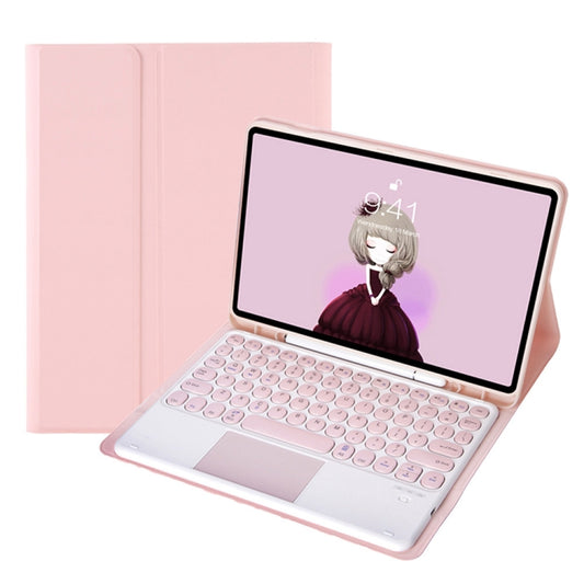 YA700B-A Candy Color Skin Feel Texture Round Keycap Bluetooth Keyboard Leather Case with Touchpad For Samsung Galaxy Tab S8 11 inch SM-X700 / SM-X706 & S7 11 inch SM-X700 / SM-T875(Pink) - Samsung Keyboard by PMC Jewellery | Online Shopping South Africa | PMC Jewellery