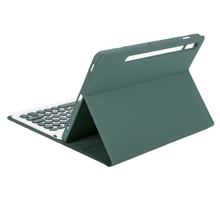 YA08B Candy Color Skin Feel Texture Round Keycap Bluetooth Keyboard Leather Case For Samsung Galaxy Tab A8 10.5 2021 SM-X200 / SM-X205(Dark Green) - Samsung Keyboard by PMC Jewellery | Online Shopping South Africa | PMC Jewellery