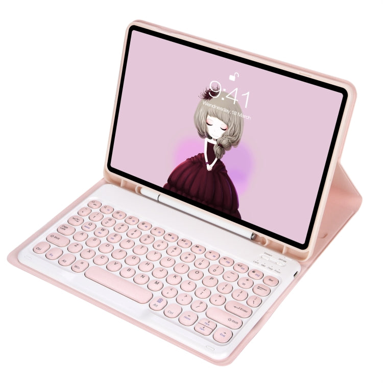 YA700B Candy Color Skin Feel Texture Round Keycap Bluetooth Keyboard Leather Case For Samsung Galaxy Tab S8 11 inch SM-X700 / SM-X706 & S7 11 inch SM-X700 / SM-T875(Pink) - Samsung Keyboard by PMC Jewellery | Online Shopping South Africa | PMC Jewellery