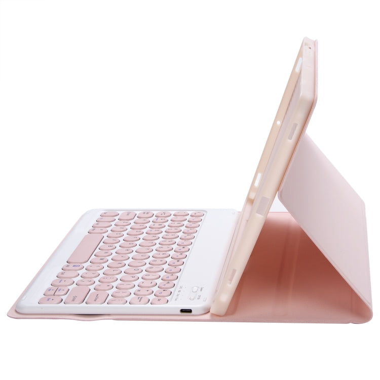 YA700B Candy Color Skin Feel Texture Round Keycap Bluetooth Keyboard Leather Case For Samsung Galaxy Tab S8 11 inch SM-X700 / SM-X706 & S7 11 inch SM-X700 / SM-T875(Pink) - Samsung Keyboard by PMC Jewellery | Online Shopping South Africa | PMC Jewellery