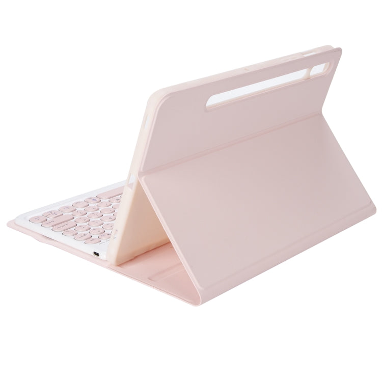 YA700B Candy Color Skin Feel Texture Round Keycap Bluetooth Keyboard Leather Case For Samsung Galaxy Tab S8 11 inch SM-X700 / SM-X706 & S7 11 inch SM-X700 / SM-T875(Pink) - Samsung Keyboard by PMC Jewellery | Online Shopping South Africa | PMC Jewellery