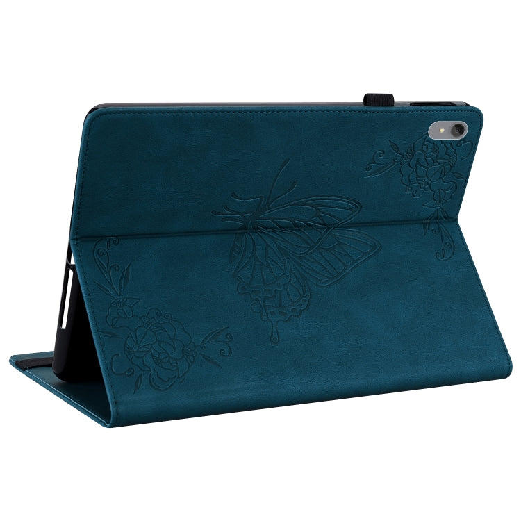For Lenovo Tab P11 TB-J606F Butterfly Flower Embossed Leather Tablet Case(Blue) - Lenovo by PMC TechLife | Online Shopping South Africa | PMC TechLife | Buy Now Pay Later Mobicred