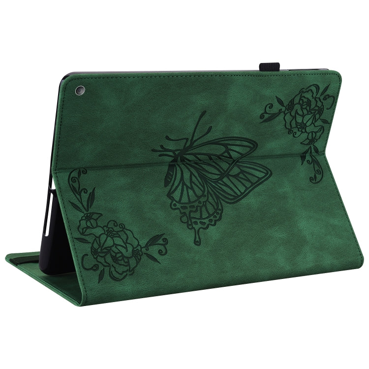 For Amazon Kindle Fire HD 10 2021 / 10 Plus 2021 Butterfly Flower Embossed Leather Tablet Case(Green) - Amazon by PMC TechLife | Online Shopping South Africa | PMC TechLife | Buy Now Pay Later Mobicred